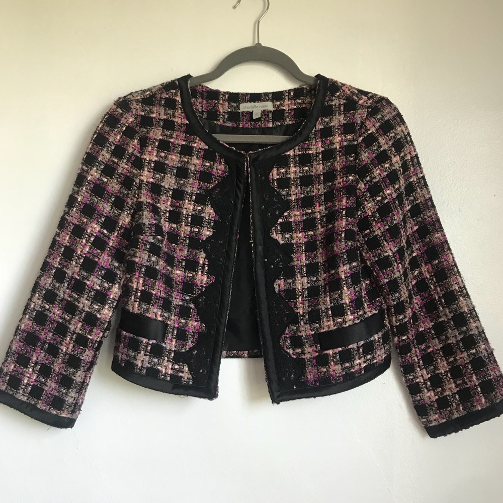 LOW PRICE!! Pink and black tweed cropped jacket